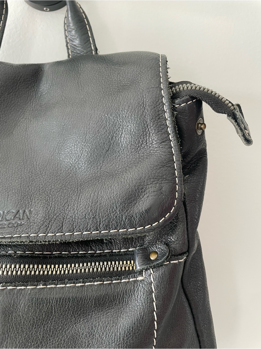 American Leather Co Black Leather Backpack Minimalist Everyday Bag - Picture 6 of 16